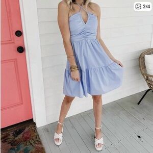 bishop + young Light Blue Halter Midi Dress